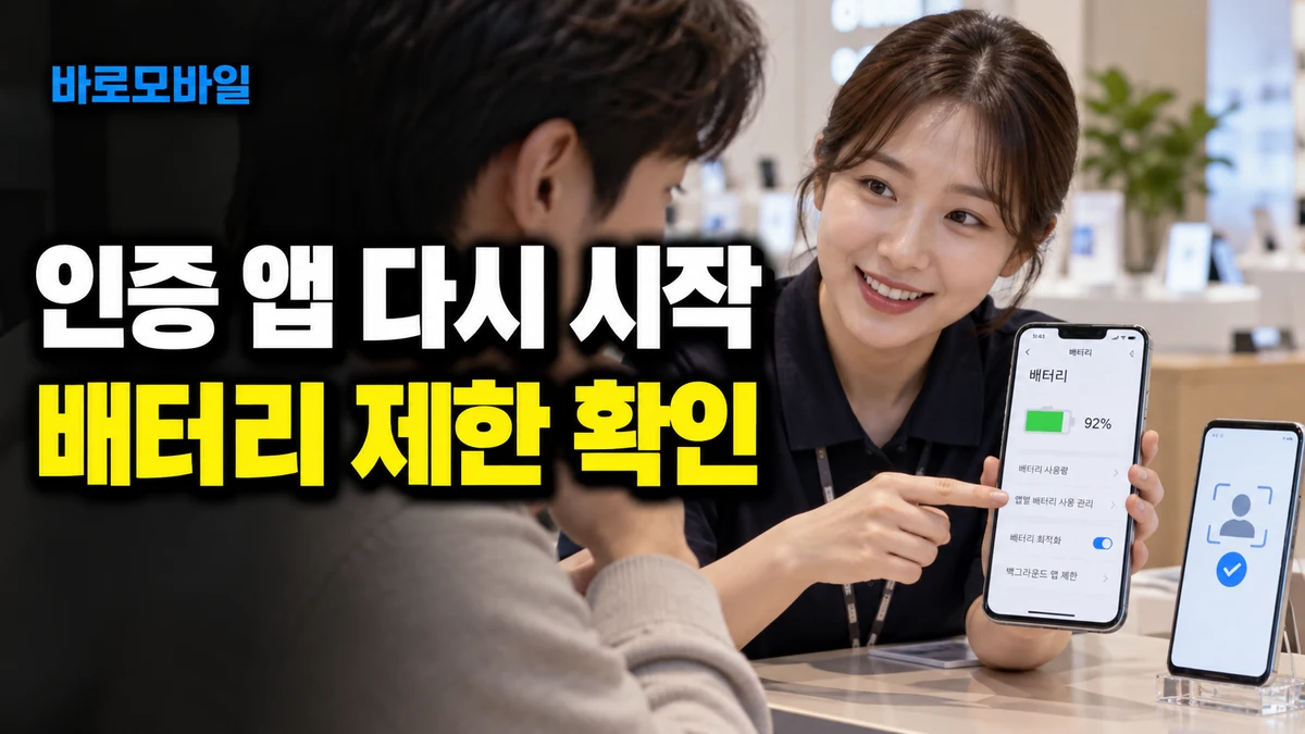 선불폰 인증 중 앱이 자꾸 다시 켜질 때, 배터리 제한 확인