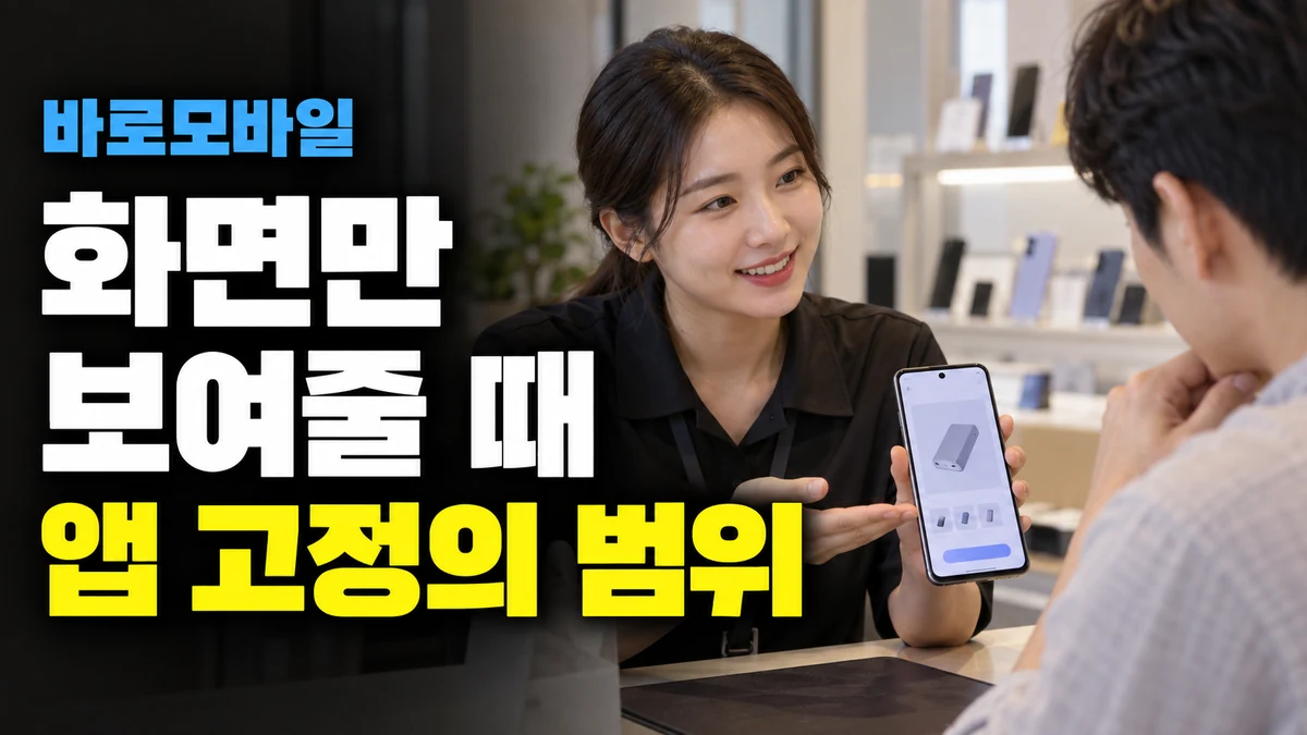 고객에게 업무폰 화면을 잠깐 맡길 때, 안드로이드 앱 고정의 보호 범위