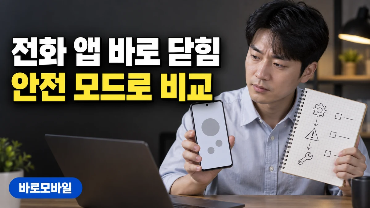 갤럭시 전화 앱이 열리자마자 닫힐 때, 안전 모드로 외부 앱 영향 구분