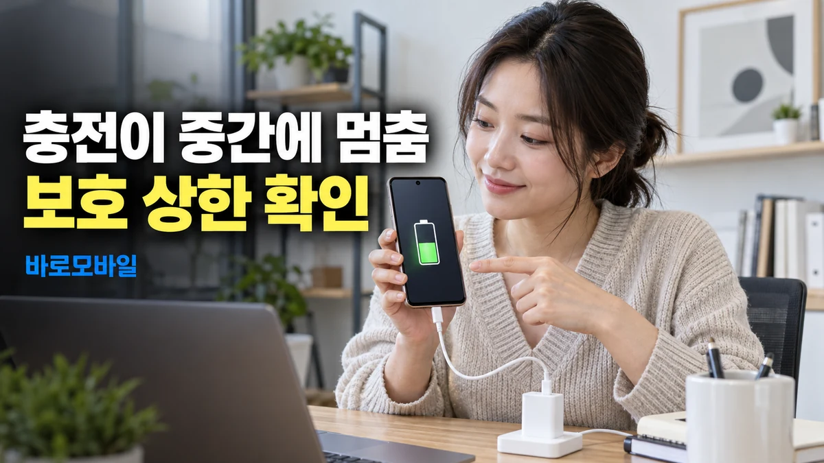 갤럭시 배터리가 일정 잔량에서 충전을 멈춘다면, 보호 상한부터 확인